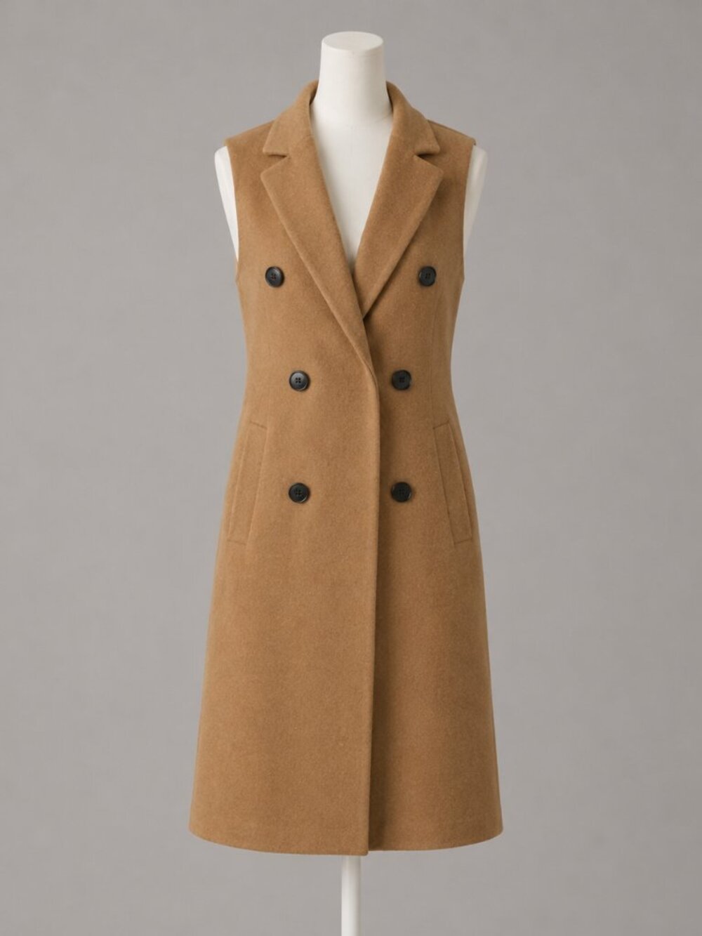 Rag & Bone Faye Longline Wool Vest Camel Double Breasted Size 00